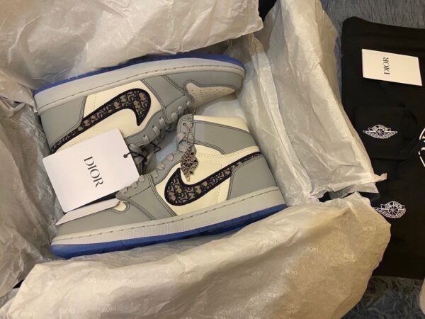 Nike Dior x Air Jordan 1 High OG Wolf Grey/Sail/Photon Dust/White For Women, Women's Shoes