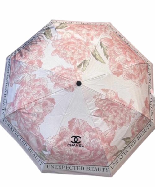 Nylon With Flower Folding Umbrella White