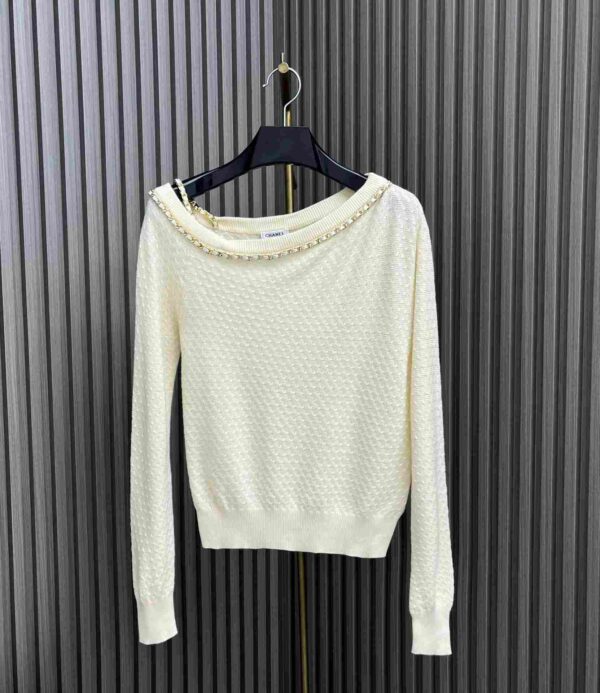 Off Shoulder Knit Top White For Women