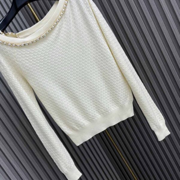 Off Shoulder Knit Top White For Women