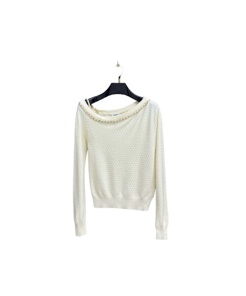 Off Shoulder Knit Top White For Women