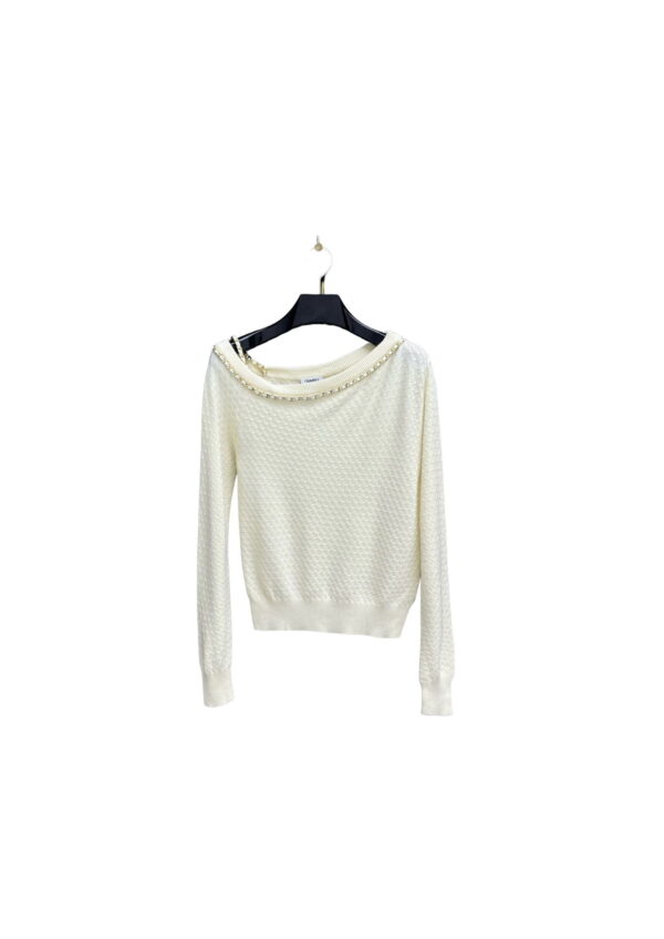 Off Shoulder Knit Top White For Women