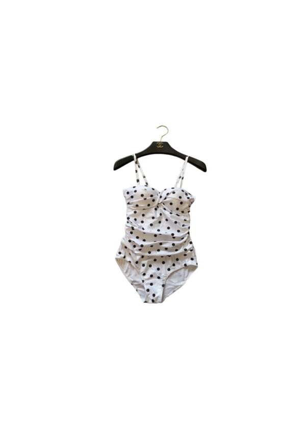 One-Piece Polka Dots Swimsuit White For Women