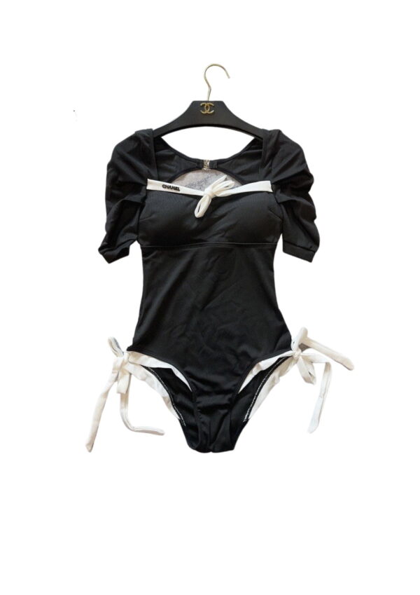 One Piece Swimsuit With Bows Black For Women