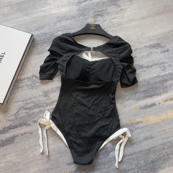 One Piece Swimsuit With Bows Black For Women
