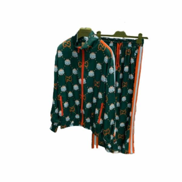 Orange Border Jacket And Pants Green For Women