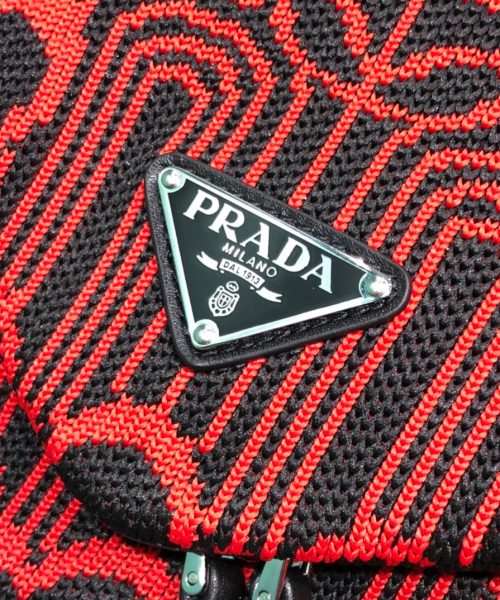 Padded Jacquard Prada Signaux Bag In Red For Women 13in/ 33cm