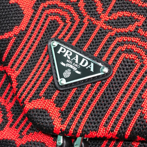 Padded Jacquard Prada Signaux Bag In Red For Women 13in/ 33cm