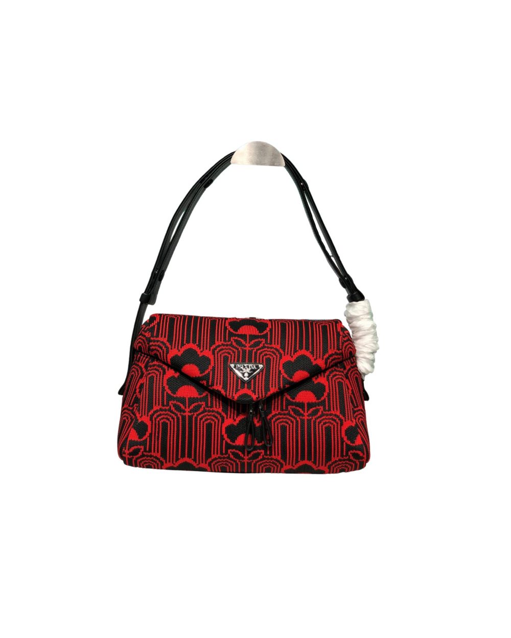 Padded Jacquard Prada Signaux Bag In Red For Women 13in/ 33cm