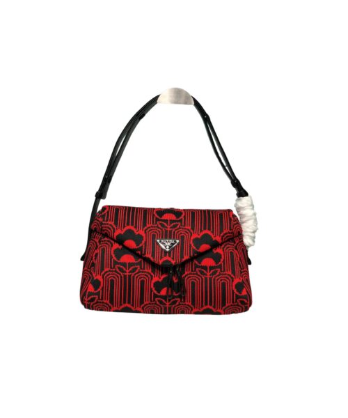 Padded Jacquard Prada Signaux Bag In Red For Women 13in/ 33cm