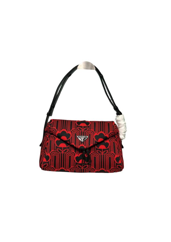 Padded Jacquard Prada Signaux Bag In Red For Women 13in/ 33cm