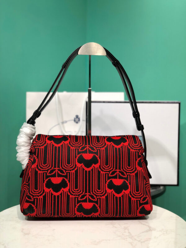 Padded Jacquard Prada Signaux Bag In Red For Women 13in/ 33cm