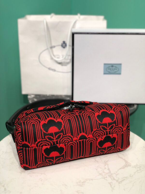 Padded Jacquard Prada Signaux Bag In Red For Women 13in/ 33cm