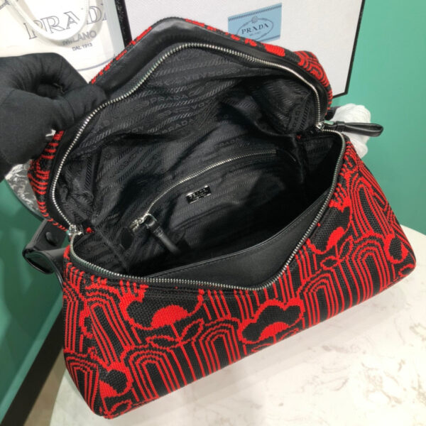 Padded Jacquard Prada Signaux Bag In Red For Women 13in/ 33cm