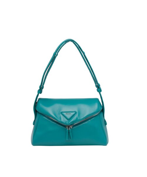 Padded Nappa Prada Signaux Bag In Green For Women 13in/ 33cm