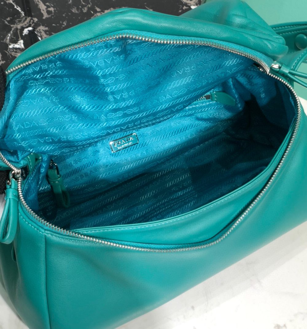 Padded Nappa Prada Signaux Bag In Green For Women 13in/ 33cm