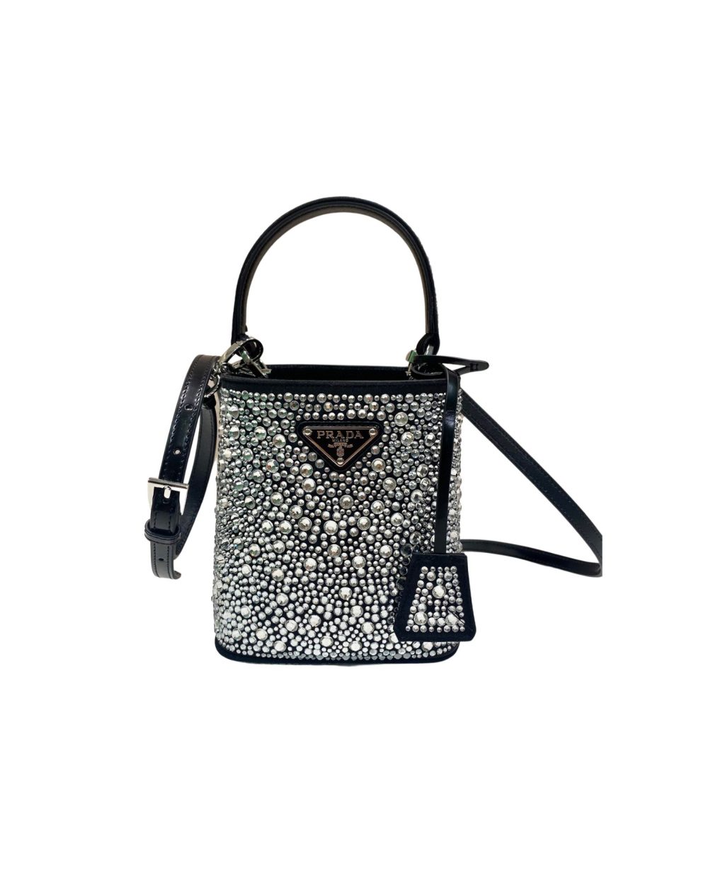 Panier Satin Bag With Crystals In Black For Women 5.9 in/ 15 cm 1BA373_2AWL_F063R_V_OOY