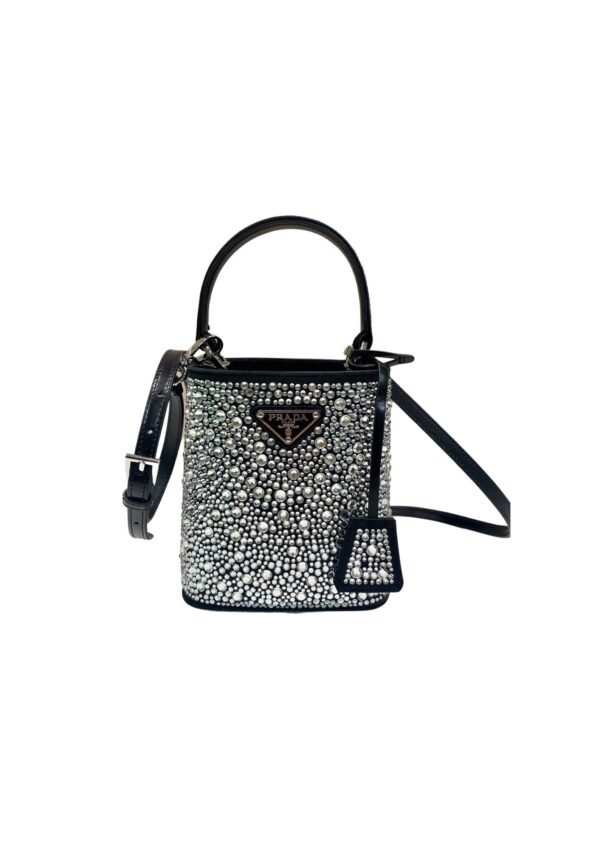 Panier Satin Bag With Crystals In Black For Women 5.9 in/ 15 cm 1BA373_2AWL_F063R_V_OOY