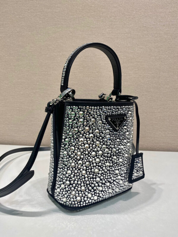 Panier Satin Bag With Crystals In Black For Women 5.9 in/ 15 cm 1BA373_2AWL_F063R_V_OOY