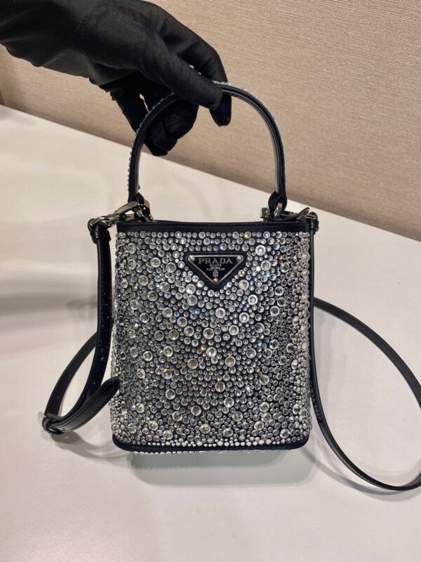 Panier Satin Bag With Crystals In Black For Women 5.9 in/ 15 cm 1BA373_2AWL_F063R_V_OOY