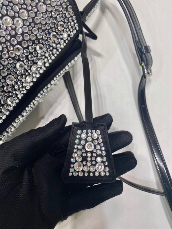 Panier Satin Bag With Crystals In Black For Women 5.9 in/ 15 cm 1BA373_2AWL_F063R_V_OOY
