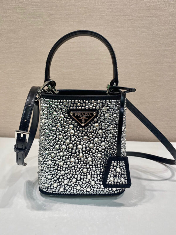 Panier Satin Bag With Crystals In Black For Women 5.9 in/ 15 cm 1BA373_2AWL_F063R_V_OOY