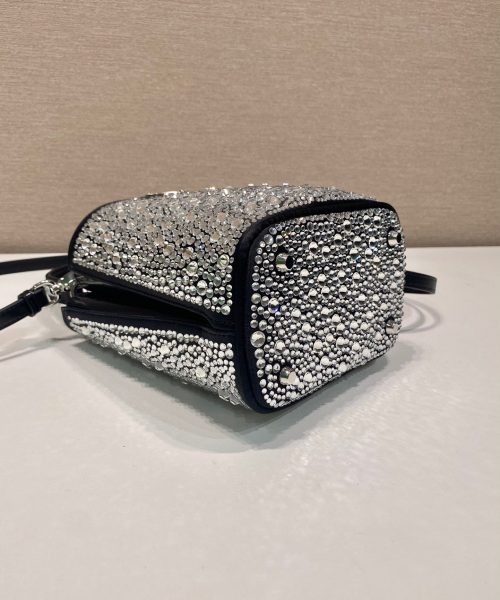 Panier Satin Bag With Crystals In Black For Women 5.9 in/ 15 cm 1BA373_2AWL_F063R_V_OOY