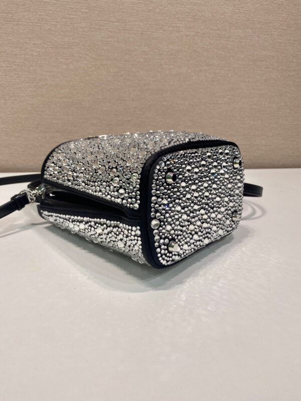 Panier Satin Bag With Crystals In Black For Women 5.9 in/ 15 cm 1BA373_2AWL_F063R_V_OOY