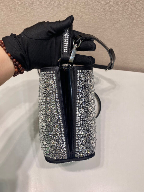 Panier Satin Bag With Crystals In Black For Women 5.9 in/ 15 cm 1BA373_2AWL_F063R_V_OOY
