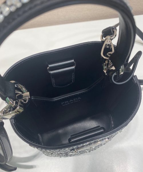 Panier Satin Bag With Crystals In Black For Women 5.9 in/ 15 cm 1BA373_2AWL_F063R_V_OOY