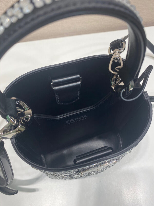 Panier Satin Bag With Crystals In Black For Women 5.9 in/ 15 cm 1BA373_2AWL_F063R_V_OOY