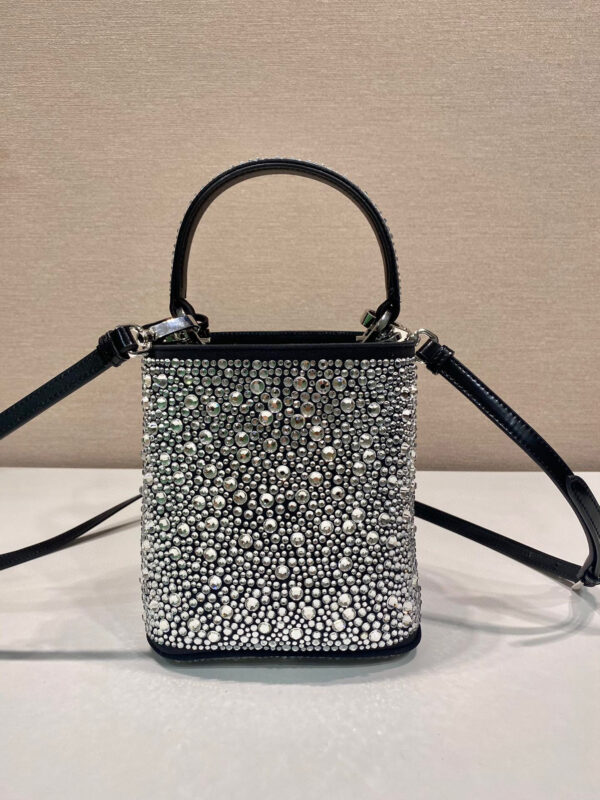 Panier Satin Bag With Crystals In Black For Women 5.9 in/ 15 cm 1BA373_2AWL_F063R_V_OOY