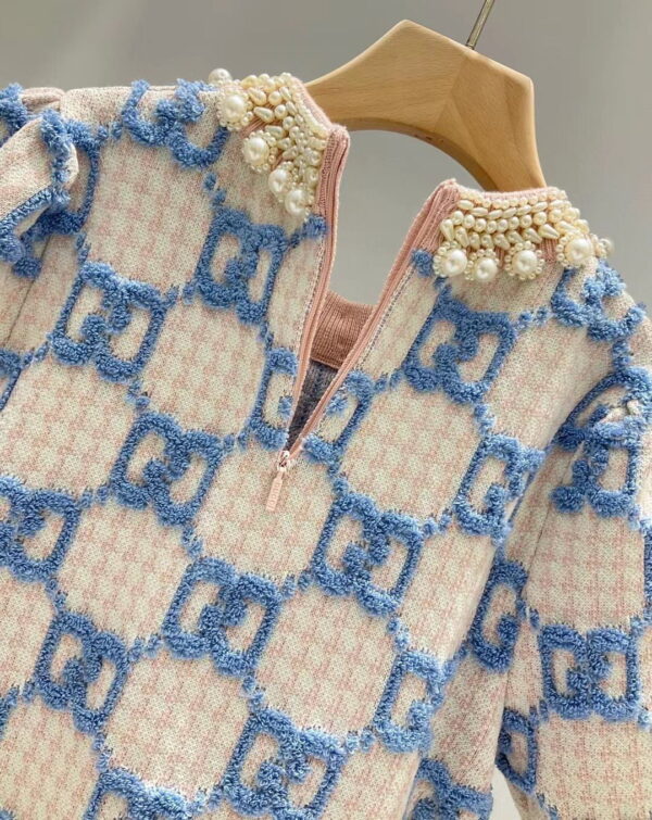 Pearl Collar Dress Blue For Women