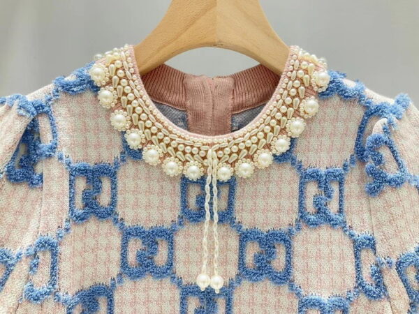 Pearl Collar Dress Blue For Women