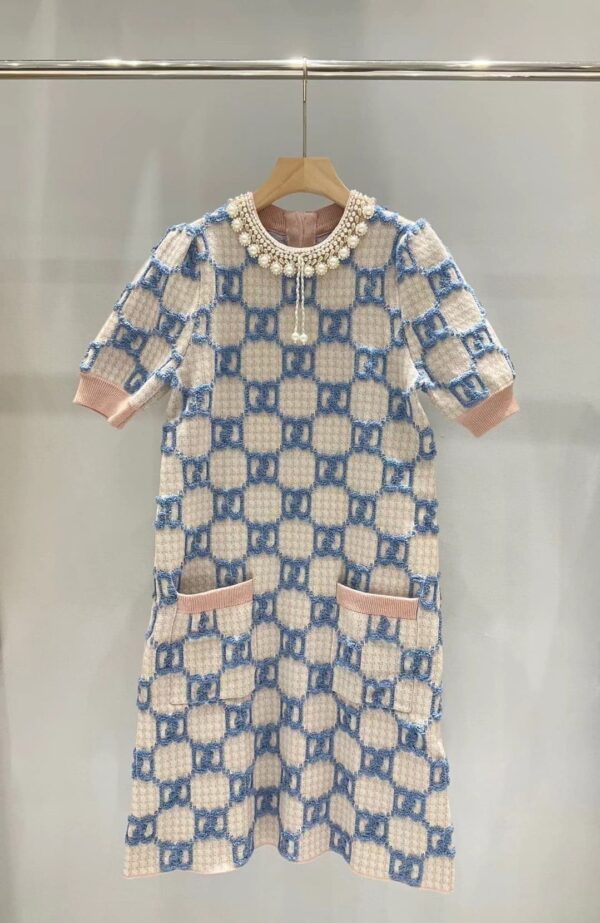 Pearl Collar Dress Blue For Women