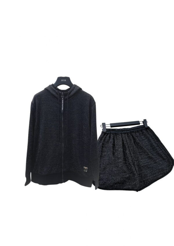 Plain Shorts And Jacket Dark Grey For Women
