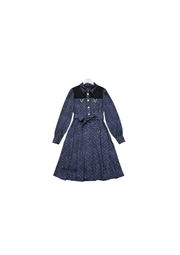 Pleated Shirt Dress Blue For Women