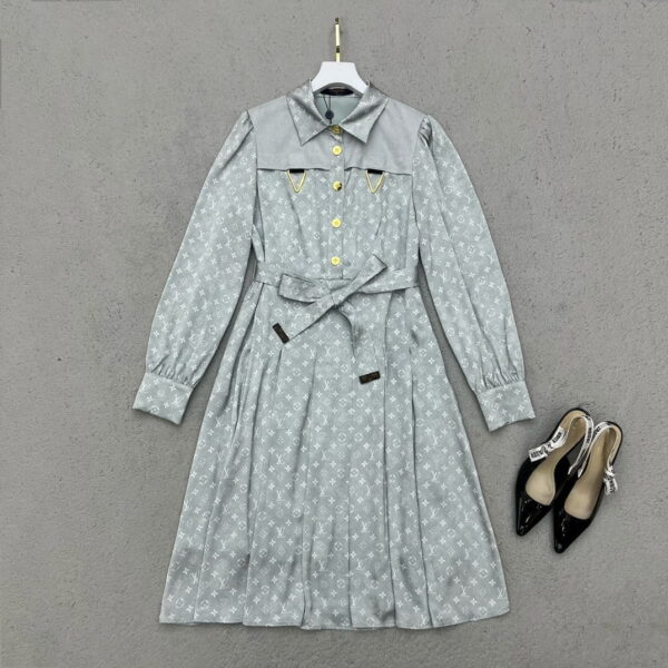 Pleated Shirt Dress Grey For Women