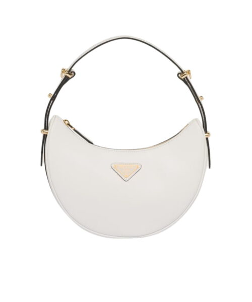 Prada Arqué Leather Shoulder White Bag For Women 1BC194_ASK_F0PG7_V_OOO- 22.5 Cm/ 8.8 Inches