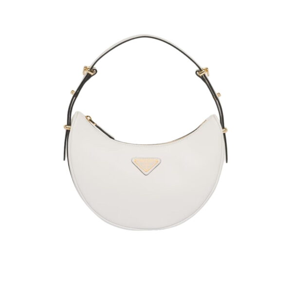Prada Arqué Leather Shoulder White Bag For Women 1BC194_ASK_F0PG7_V_OOO- 22.5 Cm/ 8.8 Inches