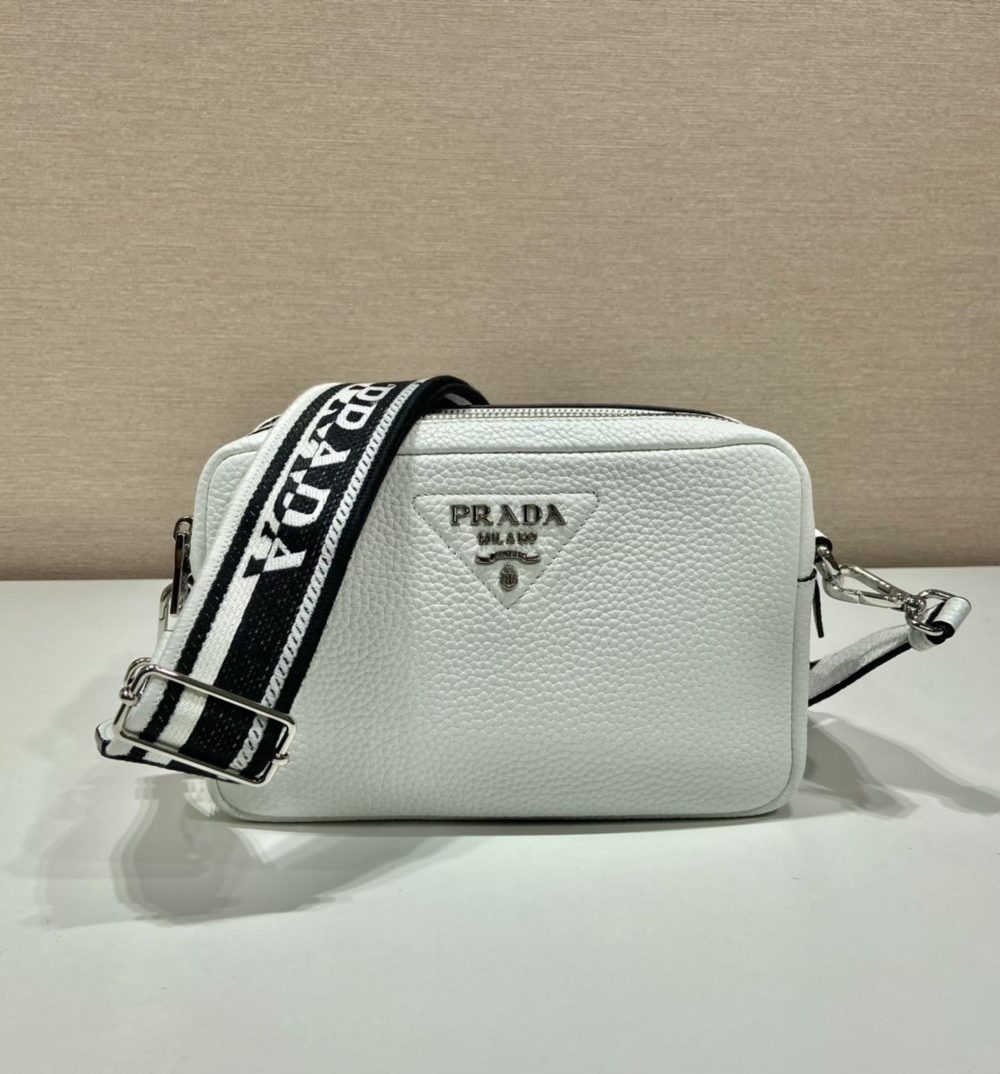 Prada Bag With Shoulder Strap White For Women, Women's Bags 8.6in/22cm 1BH082_2DKV_F0009_V_3OM