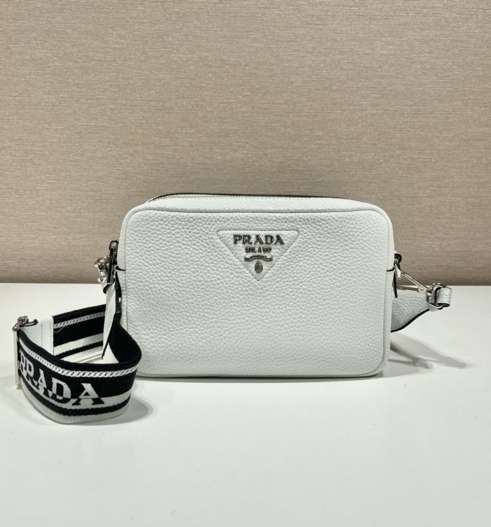Prada Bag With Shoulder Strap White For Women, Women's Bags 8.6in/22cm 1BH082_2DKV_F0009_V_3OM