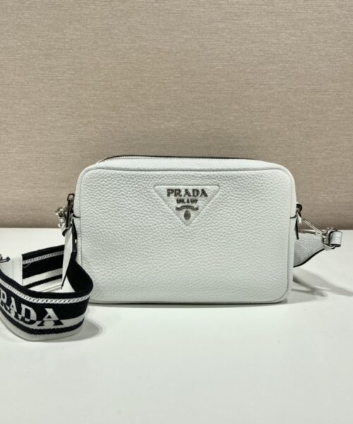 Prada Bag With Shoulder Strap White For Women, Women's Bags 8.6in/22cm 1BH082_2DKV_F0009_V_3OM