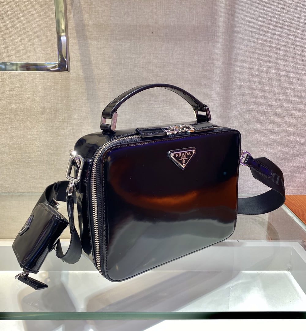 Prada Brique Saffiano Bag Black For Women, Women's Bags 8.6in/22cm 2VH069_9Z2_F0002_V_YMI