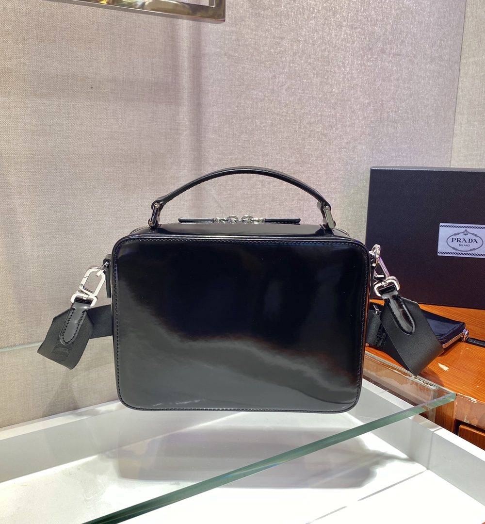 Prada Brique Saffiano Bag Black For Women, Women's Bags 8.6in/22cm 2VH069_9Z2_F0002_V_YMI