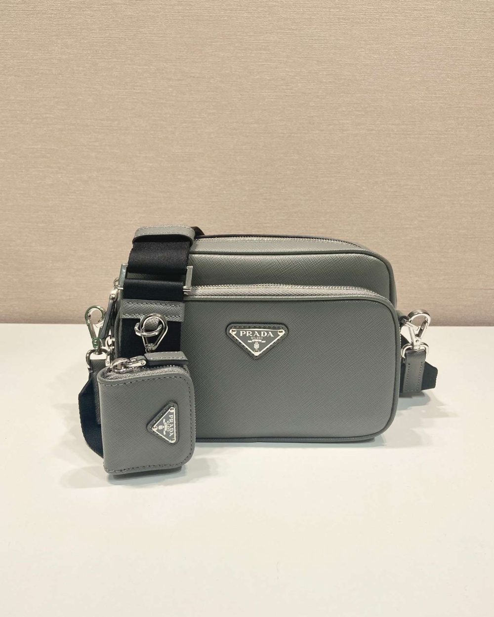 Prada Brique Saffiano Bag Grey For Women 7.9in/20m