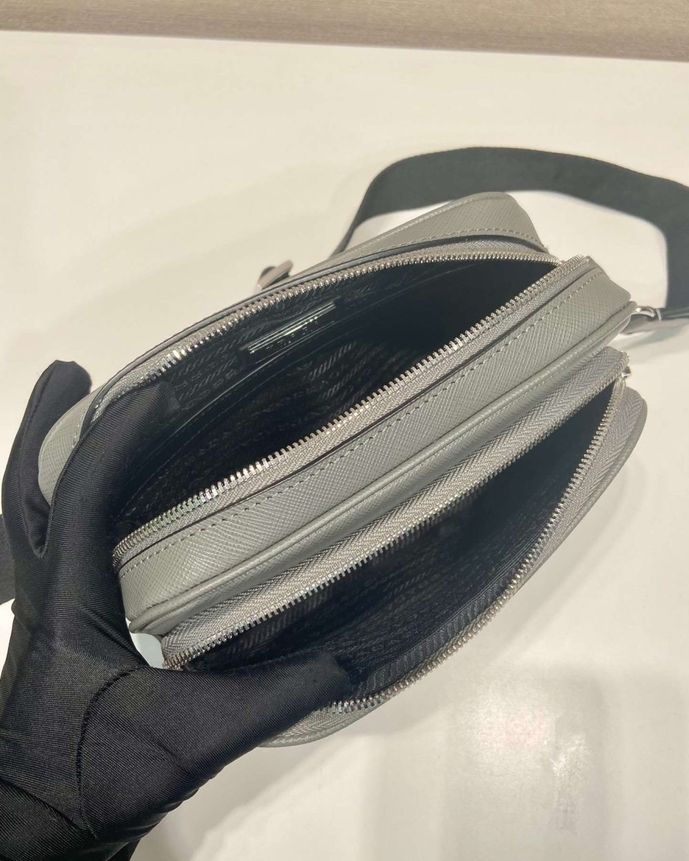 Prada Brique Saffiano Bag Grey For Women 7.9in/20m