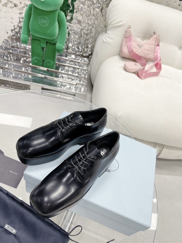 Prada Brushed Derby Shoes Black For Women 1.96in/50mm PRD 1E877M_055_F0002_F_B050