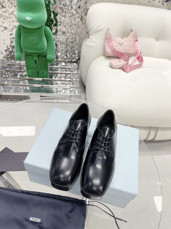 Prada Brushed Derby Shoes Black For Women 1.96in/50mm PRD 1E877M_055_F0002_F_B050