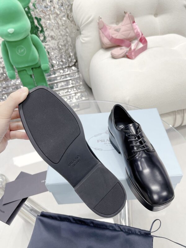 Prada Brushed Derby Shoes Black For Women 1.96in/50mm PRD 1E877M_055_F0002_F_B050